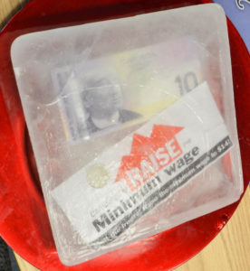 Block of ice presented to MPP Jeff Leal in Peterborough