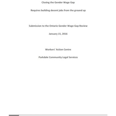 Submission on Closing the Gender Wage Gap
