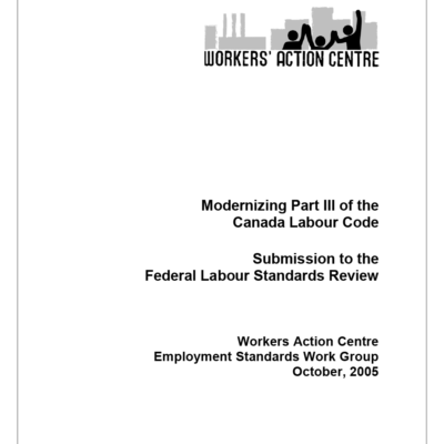 Report on Part 3 of the Canada Labour Code