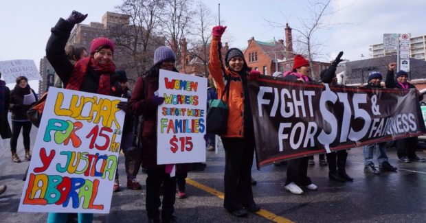 WAC members rally for $15 and fairness.