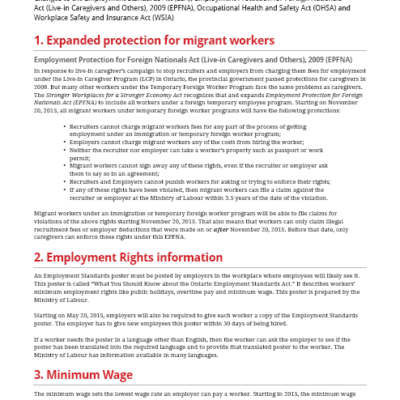 Summary of Stronger Workplaces Act