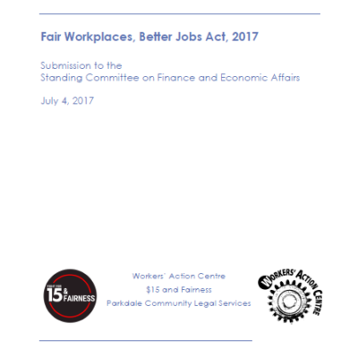 Submission on Bill 148, the Fair Workplaces, Better Jobs Act