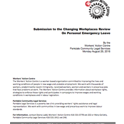 Submission on Personal Emergency Leave