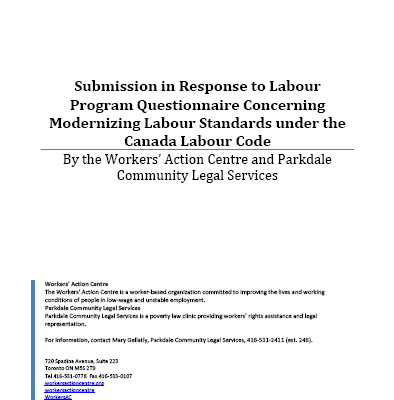 Submission on the Canada Labour Code Review, January 2018