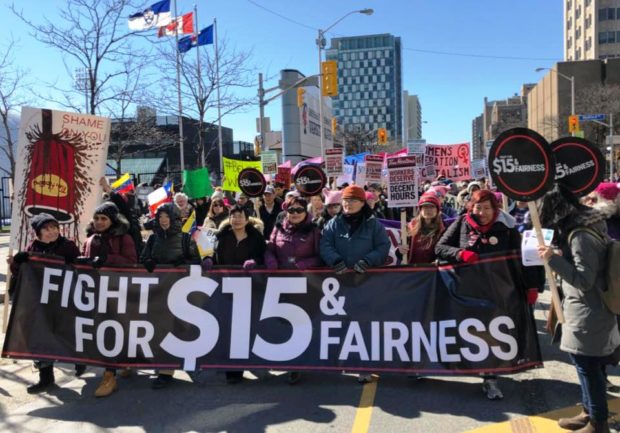 Workers' Action Centre members at Toronto's International Women's Day 2018