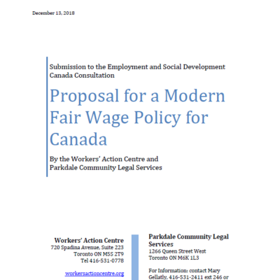 Proposal for a Modern Fair Wage Policy for Canada