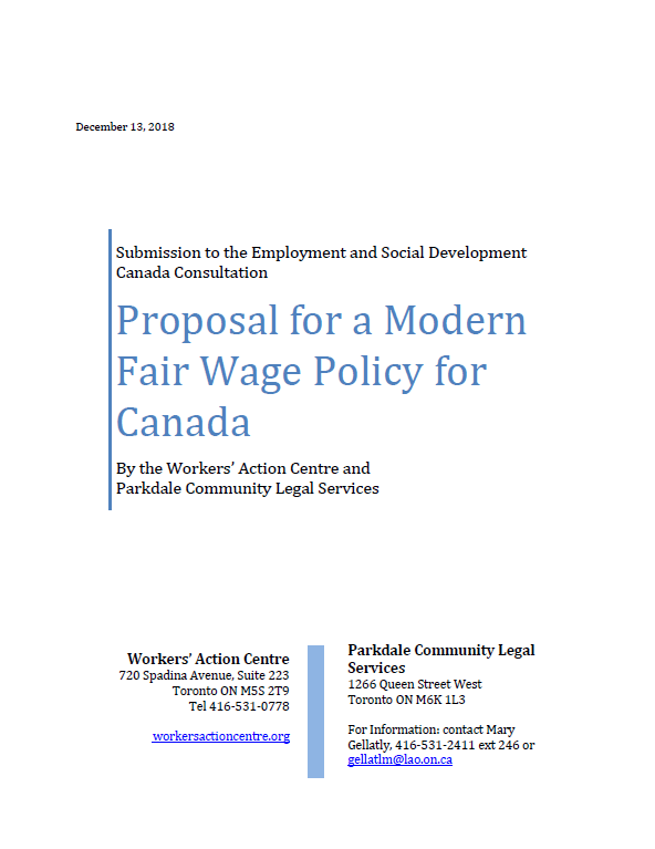 Proposal for a Modern Fair Wage Policy for Canada