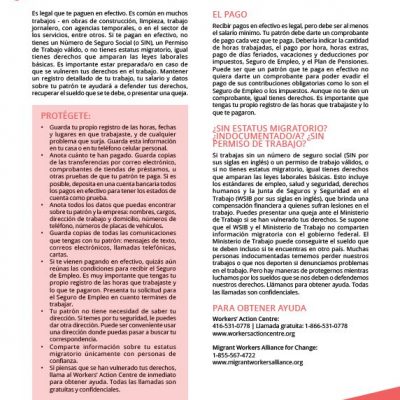 Working for Cash - Spanish factsheet