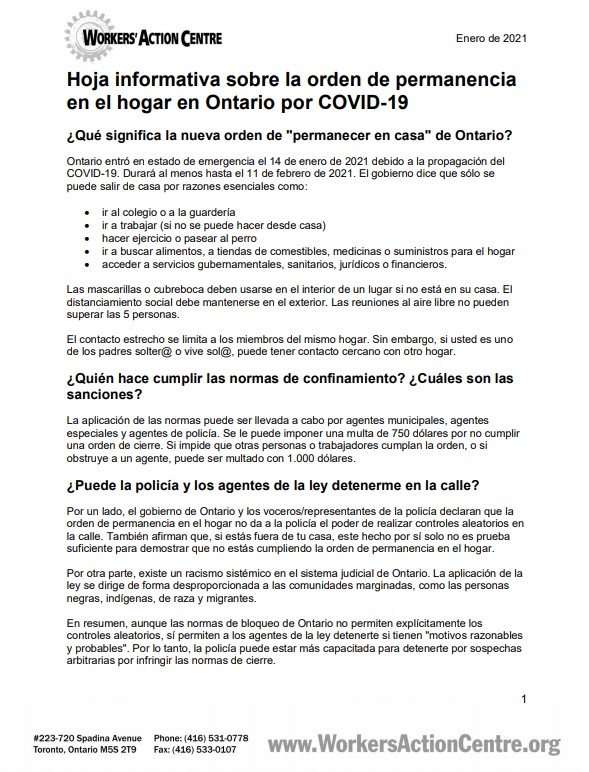 Link to Spanish COVID-19 Lockdown Factsheet