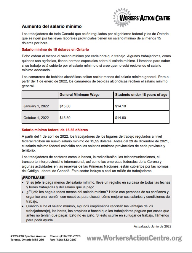 link to pdf Spanish minimum wage fact sheet