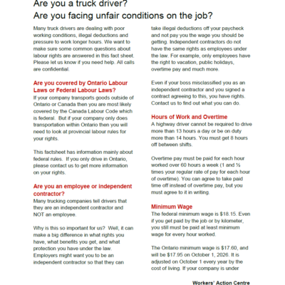 link to Truck Driver fact sheet
