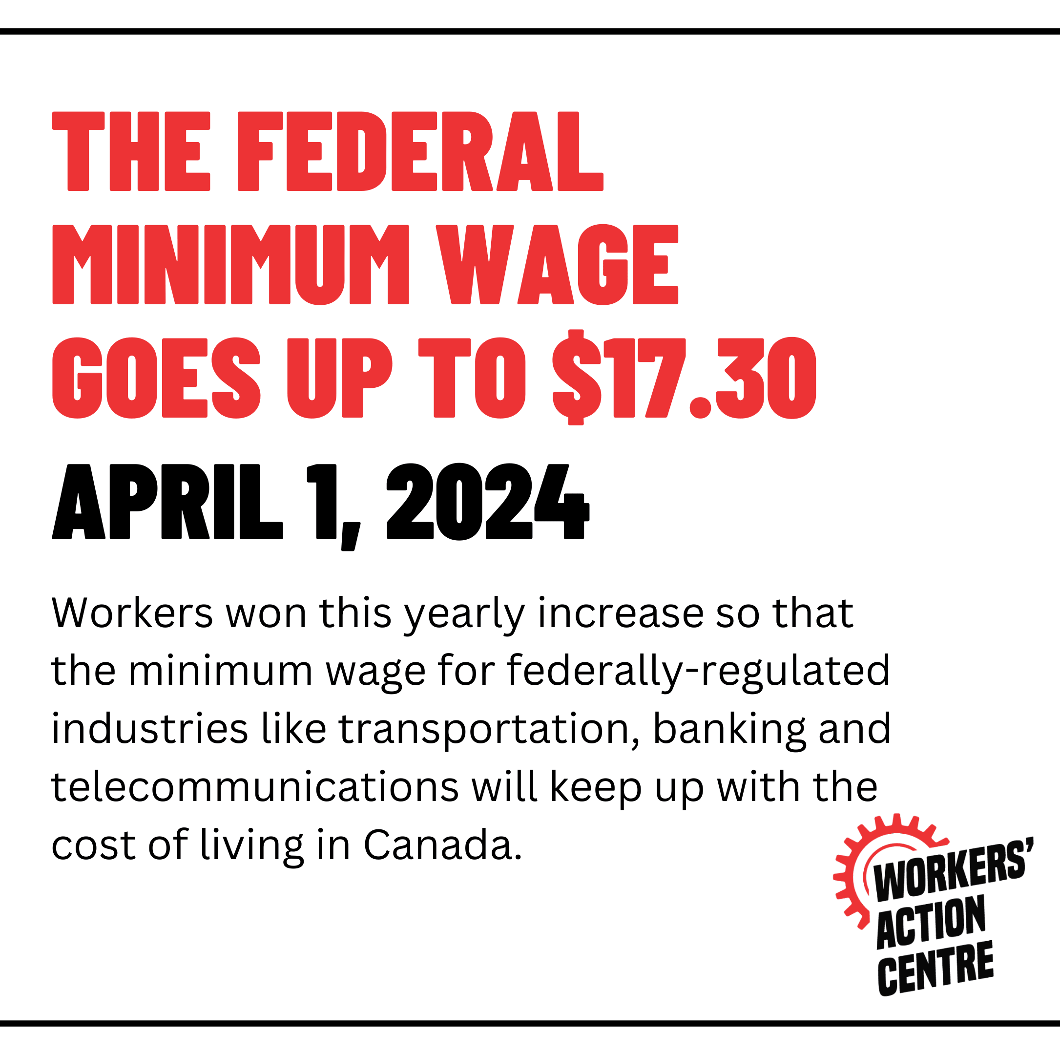 minimumです。 Minimum Wage Updates for Federally-Regulated and Ontario Workers