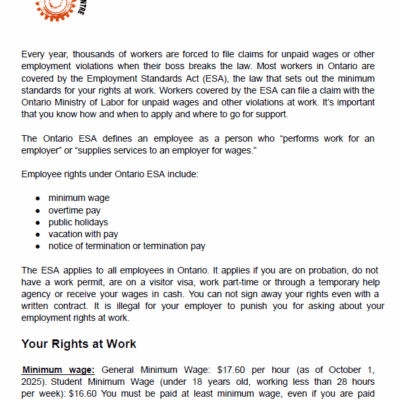 link to Ministry of Labour Claim Guide pdf