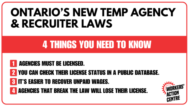 List of Ontario's new temp agency and recruiter laws